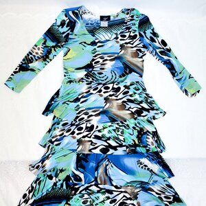 Women's Whimsical Libra Dress Unique Abstract Butterfly Tiered Ruffled Dress